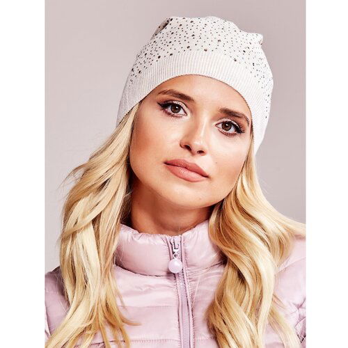 Fashion Hunters Beanie with rhinestones beige Slike