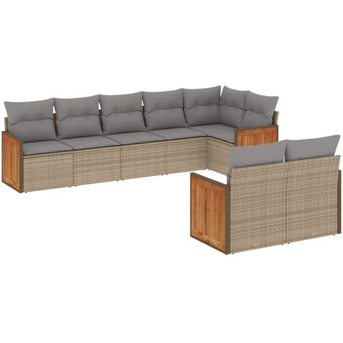 VidaXL 8-dijelni set vrtnih sofa od poliratana s jastucima bež Slike