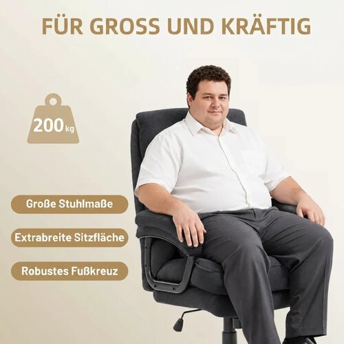  Izvr&amp;scaron;na stolica ergonomska uredska stolica do 200 kg bar&amp;scaron;unasti izgled visoki naslon za ured i kućni ured crna Slike