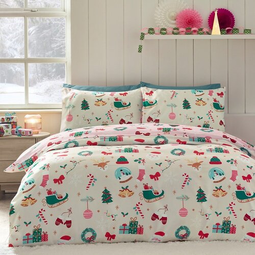 Catherine Lansfield Posteljina za bračni krevet 200x200 cm Christmas Happy Holidays &amp;ndash; Slike