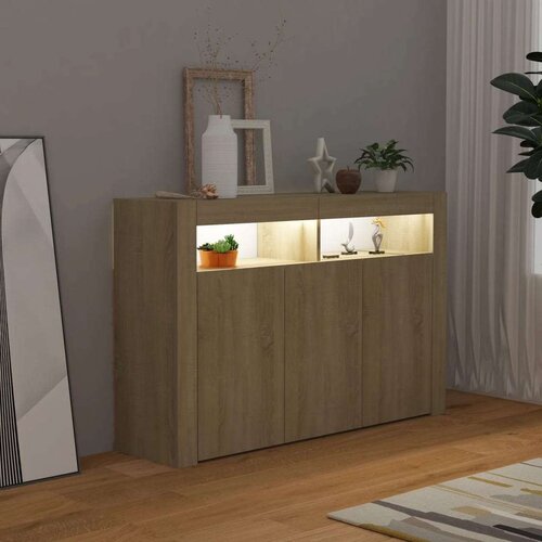 VidaXL Komoda z LED lučkami sonoma hrast 115,5x30x75 cm Slike