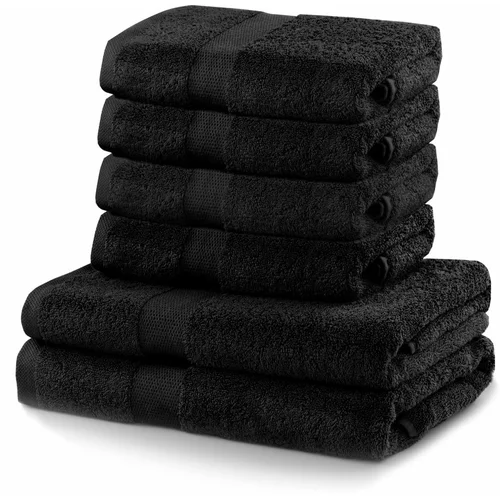 DecoKing set od 2 crna velika ručnika i 4 mala ručnika Marina