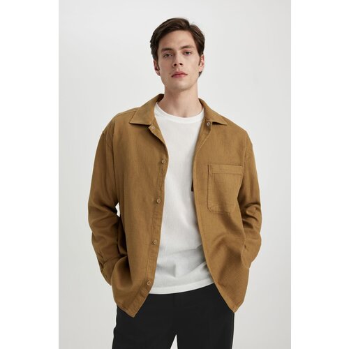 Defacto oversize fit polo neck cotton long sleeve shirt Slike