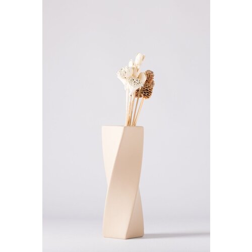 Aberto Design vaza sprial short, 8x8x21 cm, bež Slike