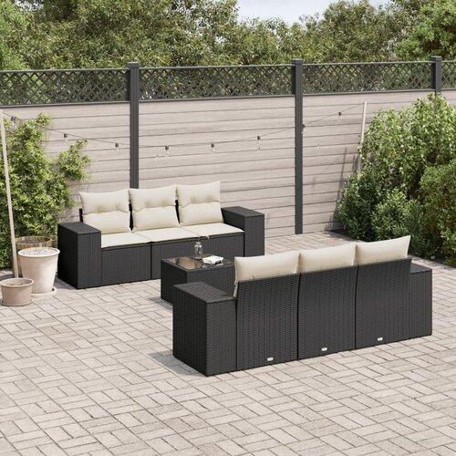  7-dijelni set vrtnih sofa od poliratana s jastucima crni Crna 93 x 62 x 69 cm Cene