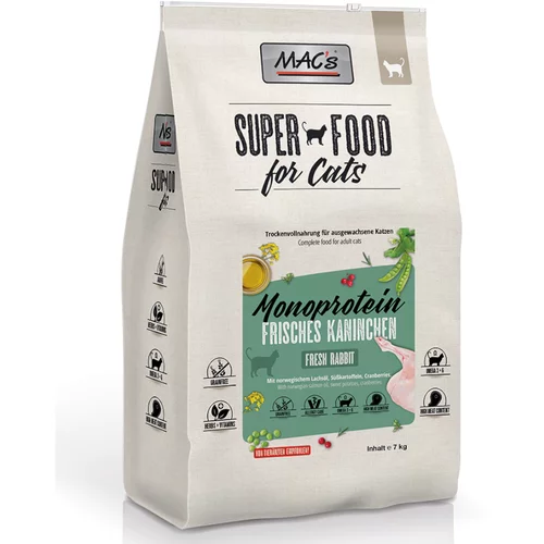MAC's Superfood for Cats Adult Monoprotein zajec - Varčno pakiranje: 2 x 7 kg