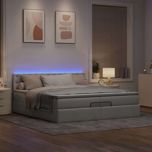  Otomanski posteljni okvir z vzmetnicami taupe 200x200 cm blago, (21653489) Slike