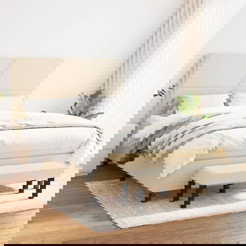  The Living Store Box spring postelja z vzmetnico krem 140x190 cm blago - Box Spring Postelja, (21496645) Cene