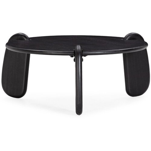 MOME Črna okrogla klubska mizica iz masivnega manga &amp;oslash; 80 cm Tamira &amp;ndash; Slike