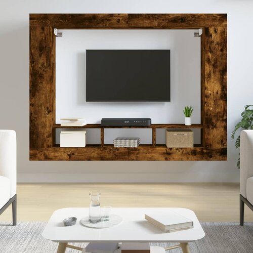 vidaXL TV omarica dimljeni hrast 152x22x113 cm inženirski les Cene