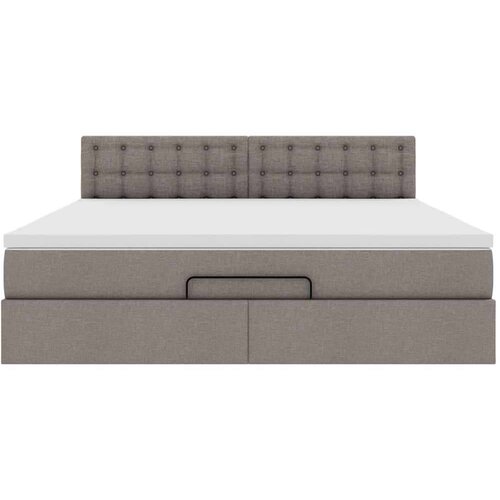 VidaXL otomanski krevet s madracem i LED smeđesivi 160x200cm tkanine Slike