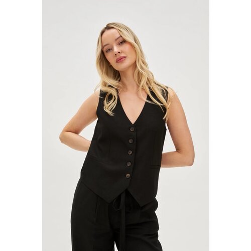 Marisse Black Linen Vest Slike