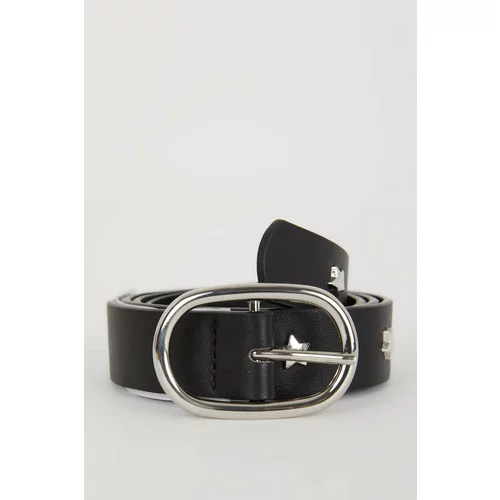Defacto Woman Oval Buckle Faux Leather Classic Belt