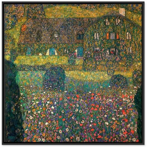  Slika - Gustav Klimt &amp;ndash; Country House on the Attersee Lake 40x40 U crnom drvenom okviru Slike