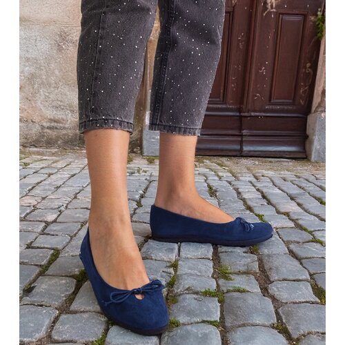 Gemre Navy blue ballet flats with a decorative bow Pollinos Cijene