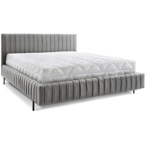 ELTAP Sivi tapecirani bračni krevet s prostorom za odlaganje s podnicom 140x200 cm Plissa &ndash; Cijene