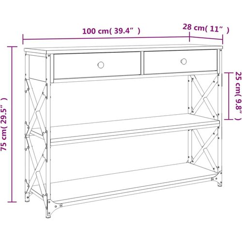  Konzolni stol boja hrasta 100x28x75 cm od konstruiranog drva Slike