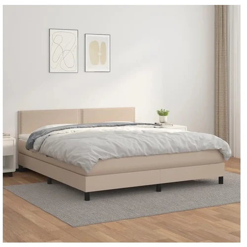  Box spring postelja z vzmetnico kapučino 180x200cm umetno usnje