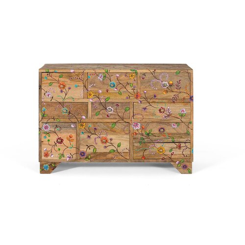 GINER Y COLOMER Komoda z 10 predali, ročno izrezljana iz mangovega lesa, (22147589) Slike