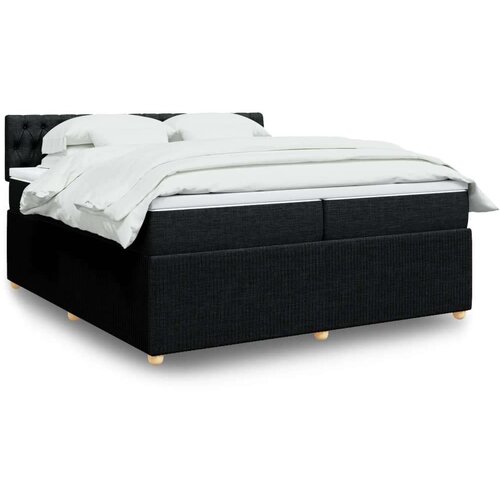 vidaXL Box spring postelja z vzmetnico črn 200x200 cm blago Cene