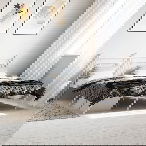 VidaXL Metalni okvir za krevet s uzglavljem bijeli 150x200 cm Slike