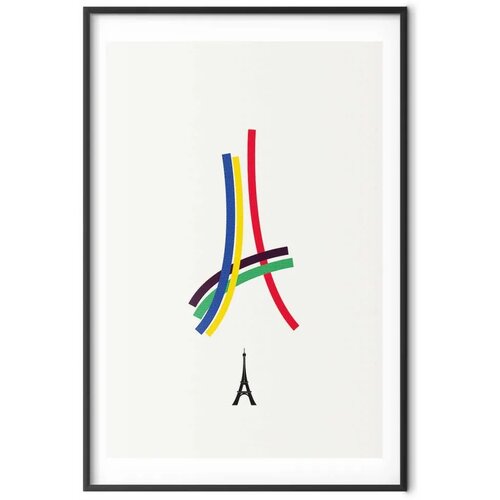  Plakat - Eiffel Tower - Colored Graphic - Abstraction 40x60 Crni okvir s margom Cene