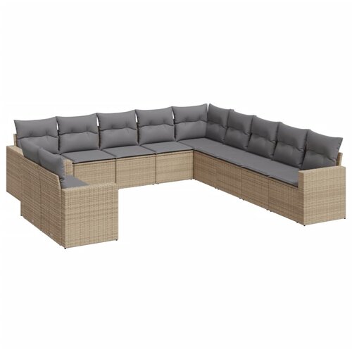  11-dijelni set vrtnih sofa od poliratana s jastucima bež Slike