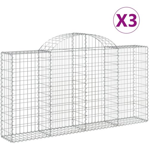  Lučne gabionske ko&amp;scaron;are 3 kom 200x30x100/120cm pocinčano željezo Slike