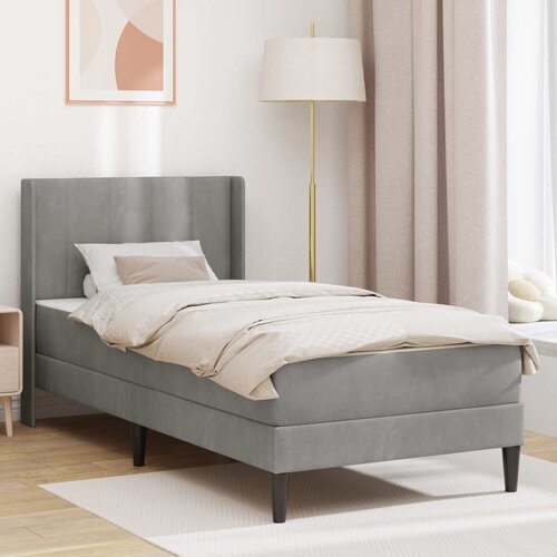  Okvir kreveta s madracem Svijetlo siva 90 x 190 cm Baršun Cene