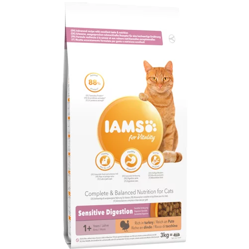 IAMS for Vitality Sensitive Digestion Adult & Senior s puranom - Varčno pakiranje: 2 x 3 kg