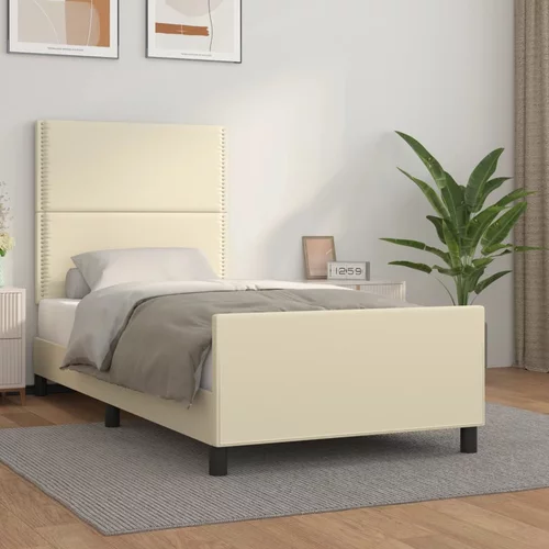  Okvir za krevet s uzglavljem krem 90x200 cm od umjetne kože