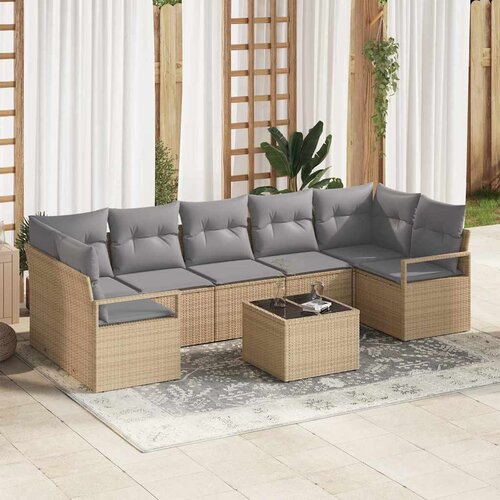  Set sofe 8 pcs Bež i siva poliratan Cijene