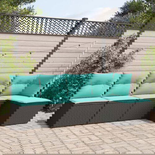 VidaXL 5-dijelni set vrtnih sofa od poliratana s jastucima crni Slike