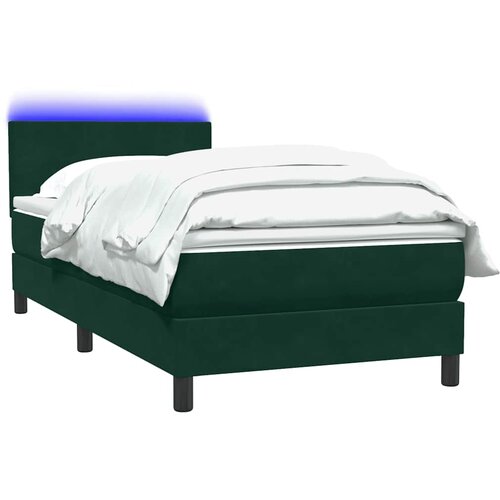Box Spring krevet s madracem i LED tamnozeleni 80x220 cm bar&amp;scaron;un Slike