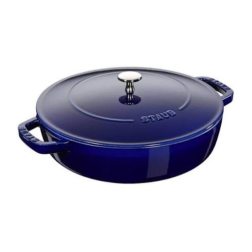 Staub Br&amp;auml;ter Chistera 28 cm dunkelblau, Gusseisen Slike