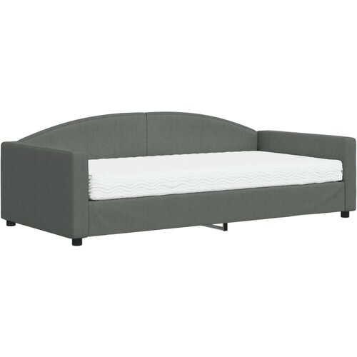  Dnevni krevet s madracem tamnosivi 100 x 200 cm od tkanine Slike