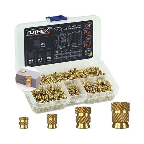 Ruthex M2/M3/M4/M5 Threaded Insert Assortment Box Slike