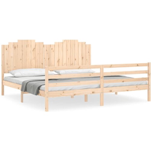 Maison Chic Posteljni Okvir - Dvoposteljna postelja z vzglavjem 200x200 cm trden les, (22080532) Cene