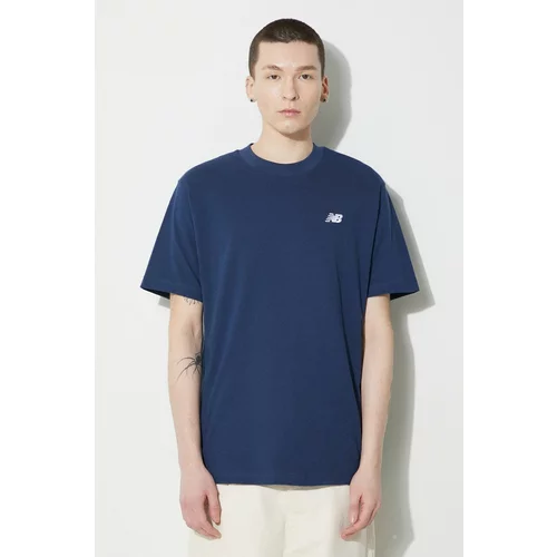 New Balance Bombažna kratka majica Small Logo moška, mornarsko modra barva, MT41509NNY