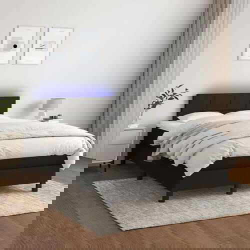  Box spring s madracem LED crni 120 x 200 cm od tkanine Cene