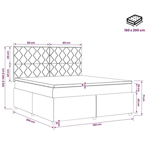  Boxspring krevet s madracem Plava 160 x 200 cm Bar&amp;scaron;un - Plava 160 x 200 cm Dizajn s rombovima Slike