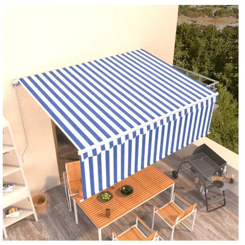  Ročno zložljiva tenda s senčilom 4x3 m modra in bela