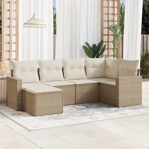 vidaXL 6-dijelni set vrtnih sofa s jastucima bež od poliratana Cijene