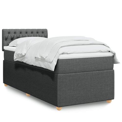 vidaXL Box spring postelja z vzmetnico temno siva 90x200 cm blago Cene
