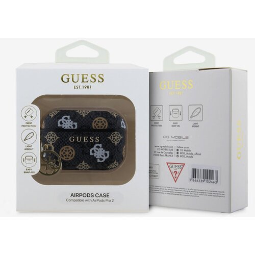 Guess PU 4G Peony Charm Pouzdro pro AirPods Pro 2 Black Ovitek Vijolična Slike