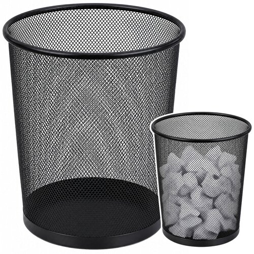 Office Waste Bin Metal Mesh Round Black 10 L Slike