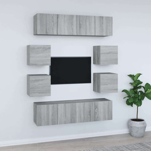  8-dijelni set TV ormarića sivog sonome konstruirano drvo - Sivi hrast sonoma 8 60 cm Cijene
