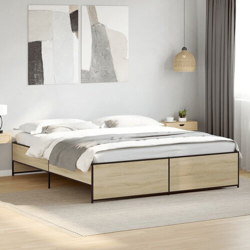  Okvir za krevet boja hrasta 200x200cm konstruirano drvo i metal Cene