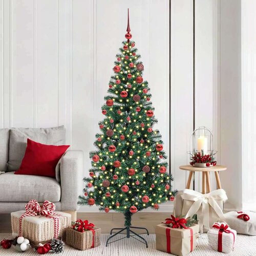vidaXL Umjetna preddekorirana božićna jelka med 300 LED Zelena 180 cm Cene