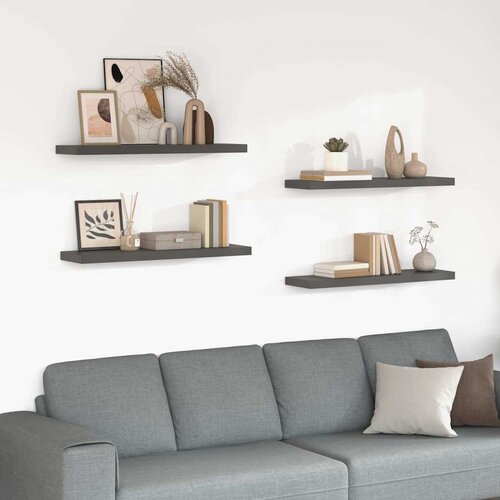  Plutajuće zidne police 4 kom sjajne sive 90 x 23,5 x 3,8 cm MDF Cijene